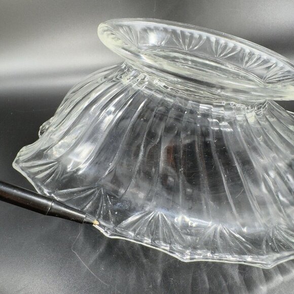 Antique Lilypad Leaf Shaped Clear Centerpiece Glass Bowl Dish Footed Glass Decor - Picture 8 of 16